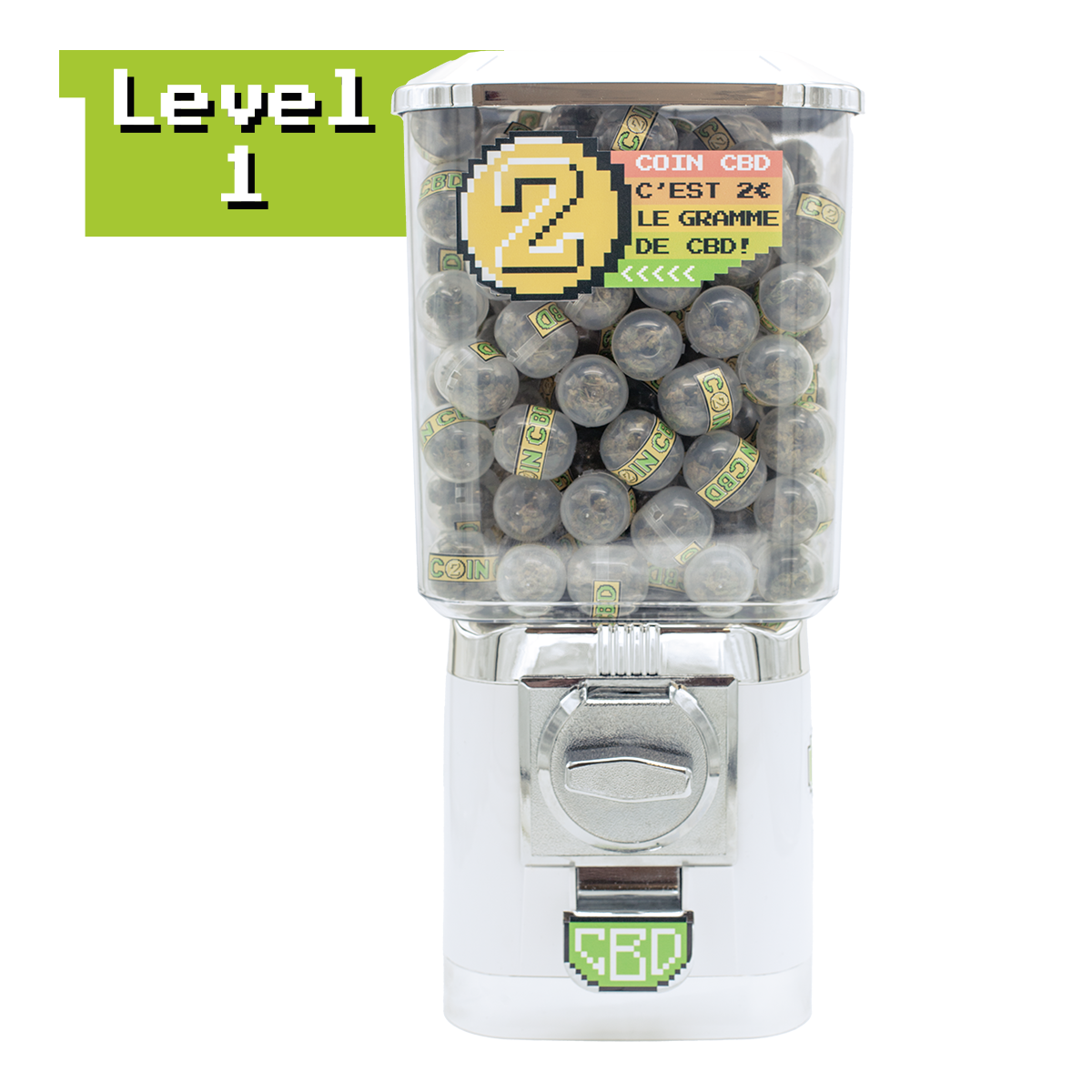 Starter Pack Level 1 COIN CBD – Distributeur automatique + 200 capsules de fleurs de CBD 1 g